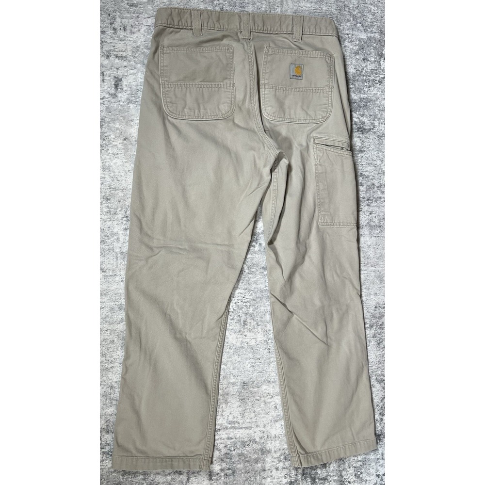 Carhartt Pants Mens 34 x 30 Khaki Relaxed Rugged Flex Carpenter Workwear